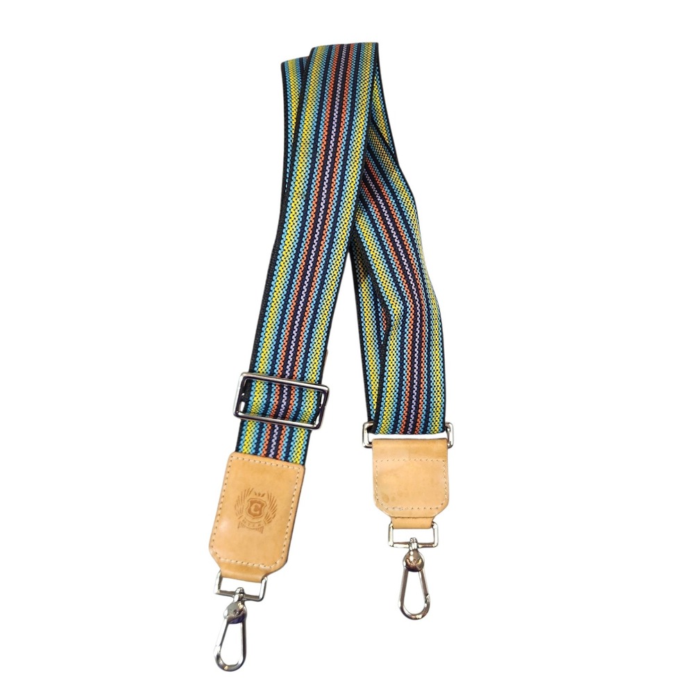 Consuela MTRA Strap Unisex OS Multicolor Striped Woven Leather Trim Adjustable